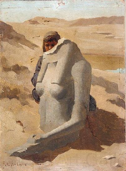 unknow artist Child Hiding Behind Egyptian Sculpture Germany oil painting art